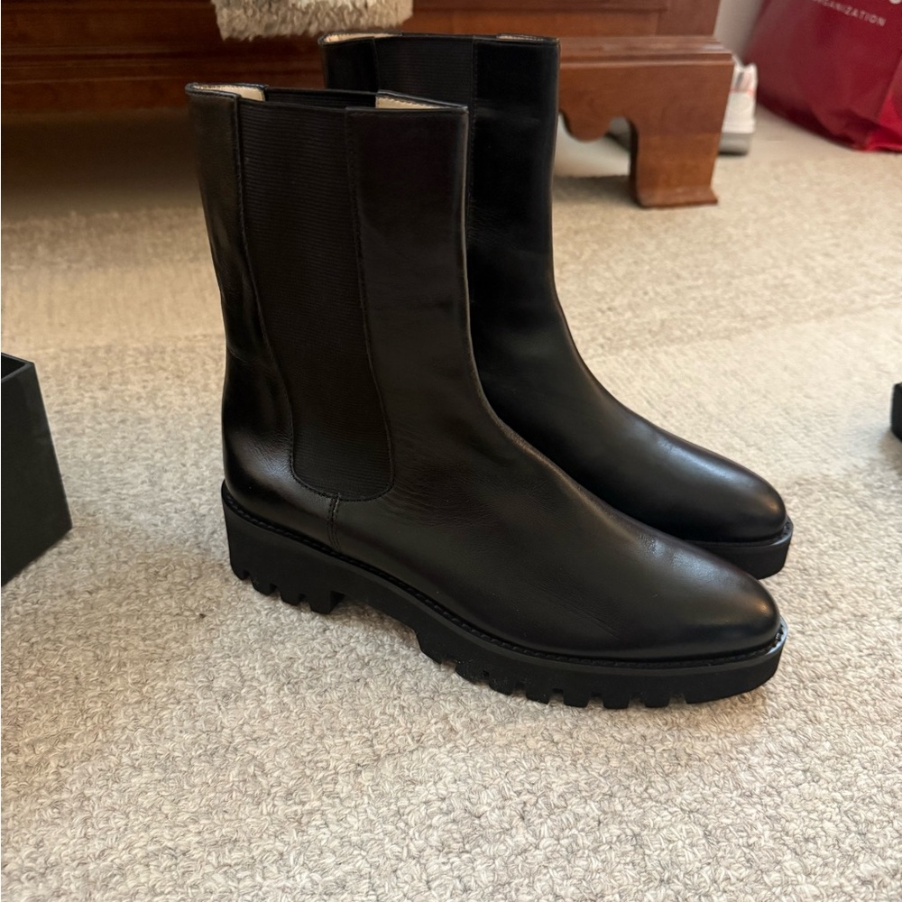 Theory Black Leather Ankle Boots
